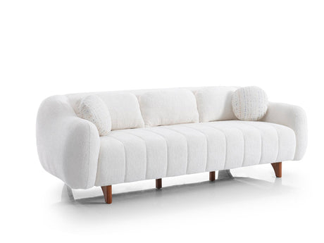 Snowy Stationary Sofa in Cream from Furnia - Luna Furniture