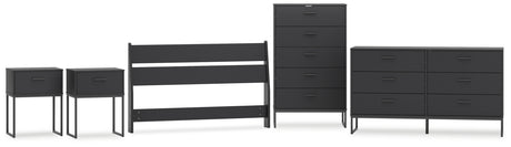 Socalle Full Panel Headboard with Dresser, Chest and 2 Nightstands in Black from Ashley - Luna Furniture