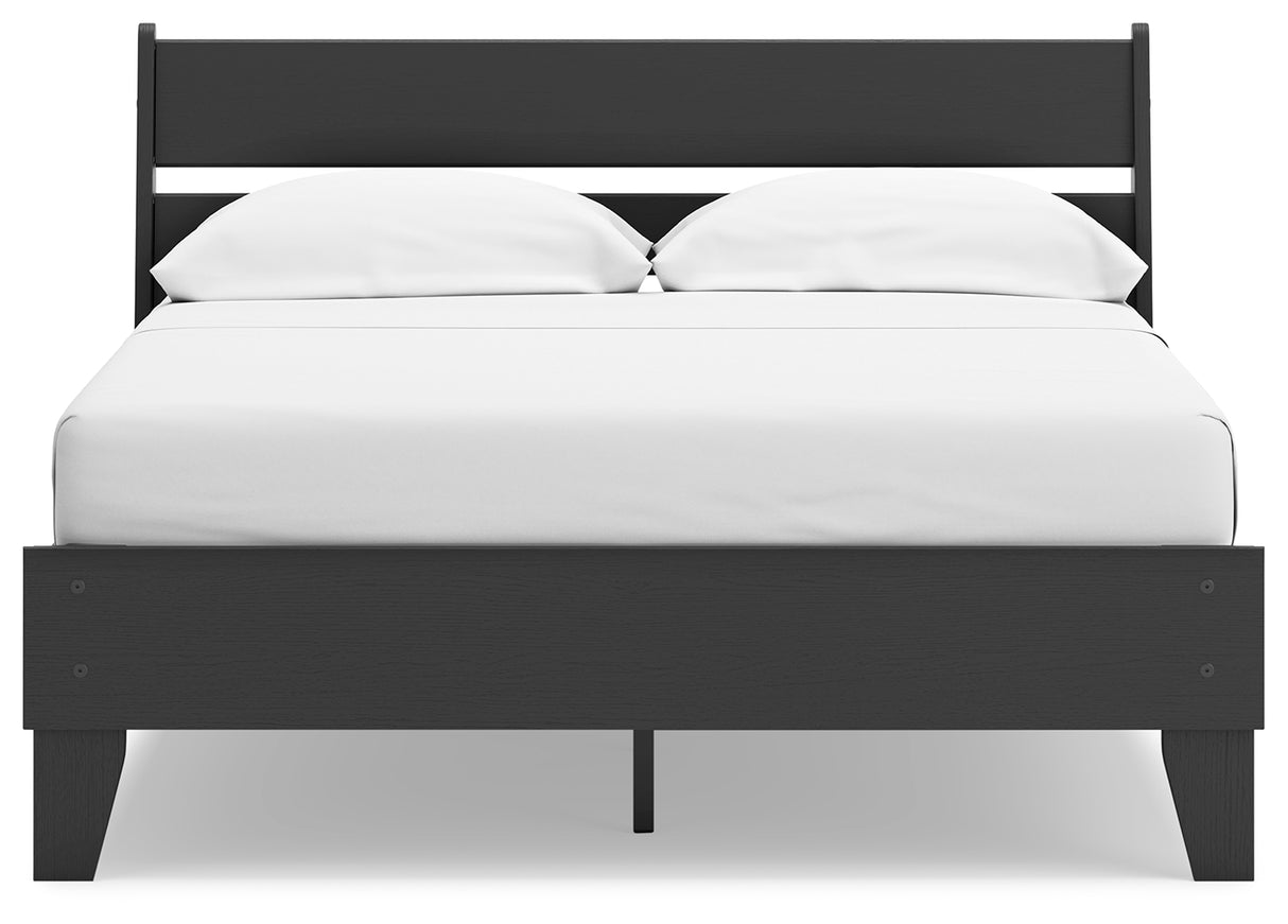 Socalle Full Panel Platform Bed with 2 Nightstands in Black from Ashley - Luna Furniture