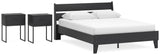 Socalle Queen Panel Platform Bed with 2 Nightstands in Black from Ashley - Luna Furniture
