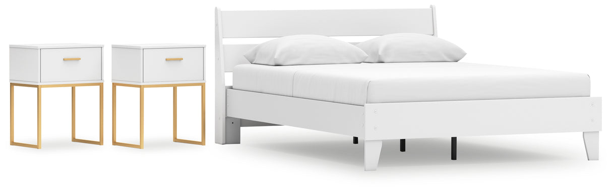 Socalle Queen Panel Platform Bed with 2 Nightstands in Two-tone from Ashley - Luna Furniture