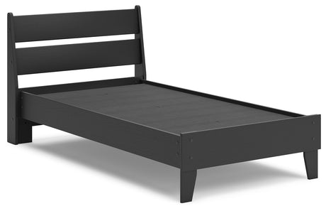 Socalle Twin Panel Platform Bed with Dresser, Chest and 2 Nightstands in Black from Ashley - Luna Furniture