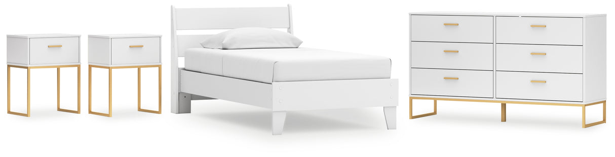 Socalle Twin Panel Platform Bed with Dresser and 2 Nightstands in Two-tone from Ashley - Luna Furniture