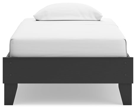Socalle Twin Platform Bed with Dresser, Chest and 2 Nightstands in Black from Ashley - Luna Furniture