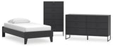 Socalle Twin Platform Bed with Dresser and Chest in Black from Ashley - Luna Furniture