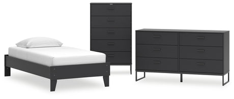 Socalle Twin Platform Bed with Dresser and Chest in Black from Ashley - Luna Furniture