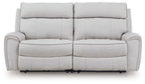 Social Pointe Pearl/Ash 2-Piece Reclining Loveseat from Ashley Furniture - Luna Furniture