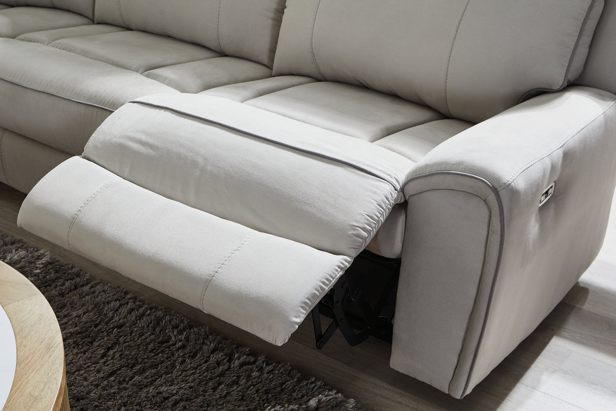 Social Pointe Pearl/Ash 3-Piece Power Reclining Sofa from Ashley Furniture - Luna Furniture