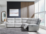 Social Pointe Pearl/Ash 5-Piece Power Reclining Sectional from Ashley Furniture - Luna Furniture