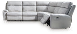 Social Pointe Pearl/Ash 5-Piece Power Reclining Sectional from Ashley Furniture - Luna Furniture