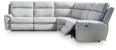 Social Pointe Pearl/Ash 5-Piece Power Reclining Sectional from Ashley - Luna Furniture