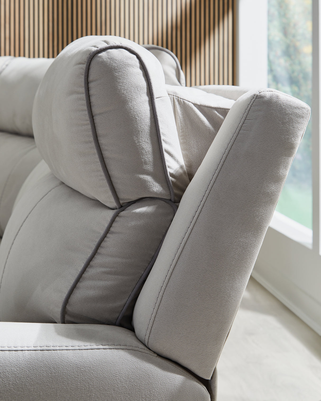 Social Pointe Pearl/Ash 5-Piece Power Reclining Sectional from Ashley Furniture - Luna Furniture