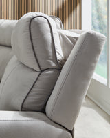 Social Pointe Pearl/Ash 6-Piece Power Reclining Sectional with Storage Console from Ashley Furniture - Luna Furniture