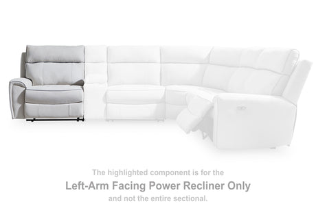 Social Pointe Pearl/Ash Left-Arm Facing Power Recliner from Ashley - Luna Furniture