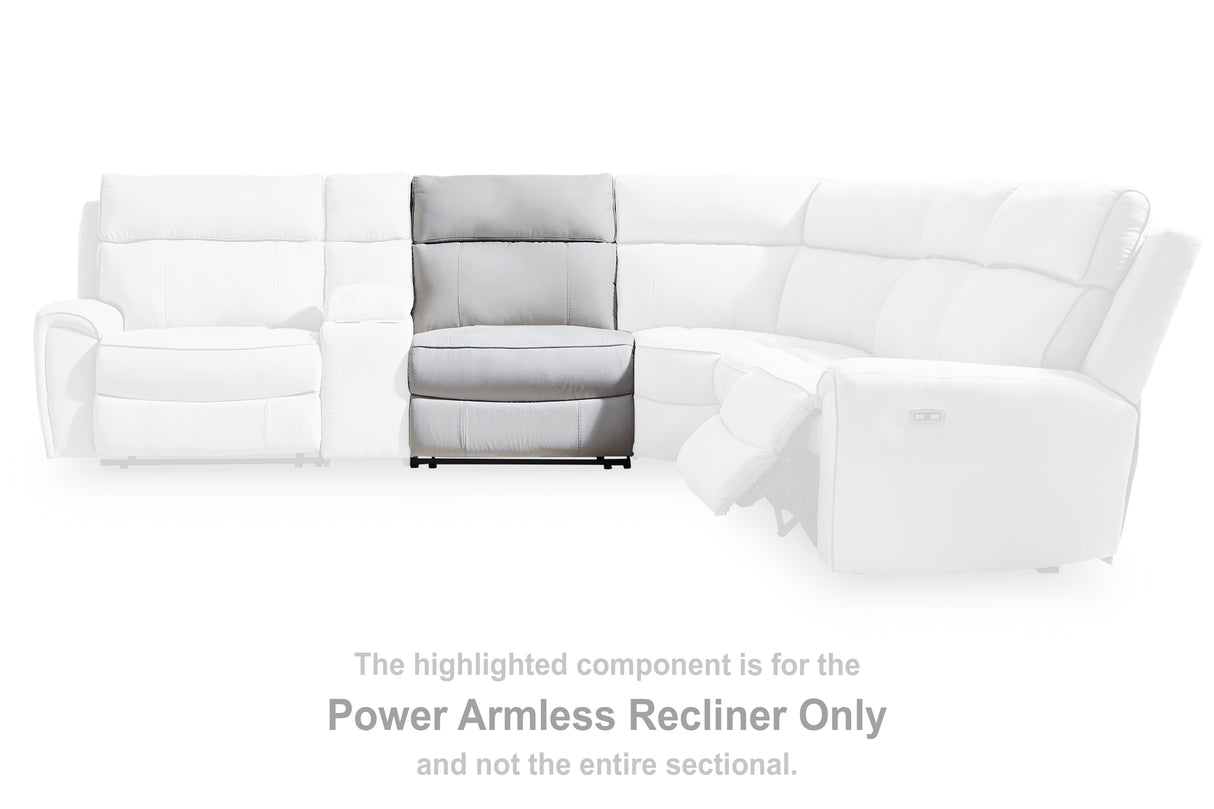 Social Pointe Pearl/Ash Power Armless Recliner from Ashley Furniture - Luna Furniture