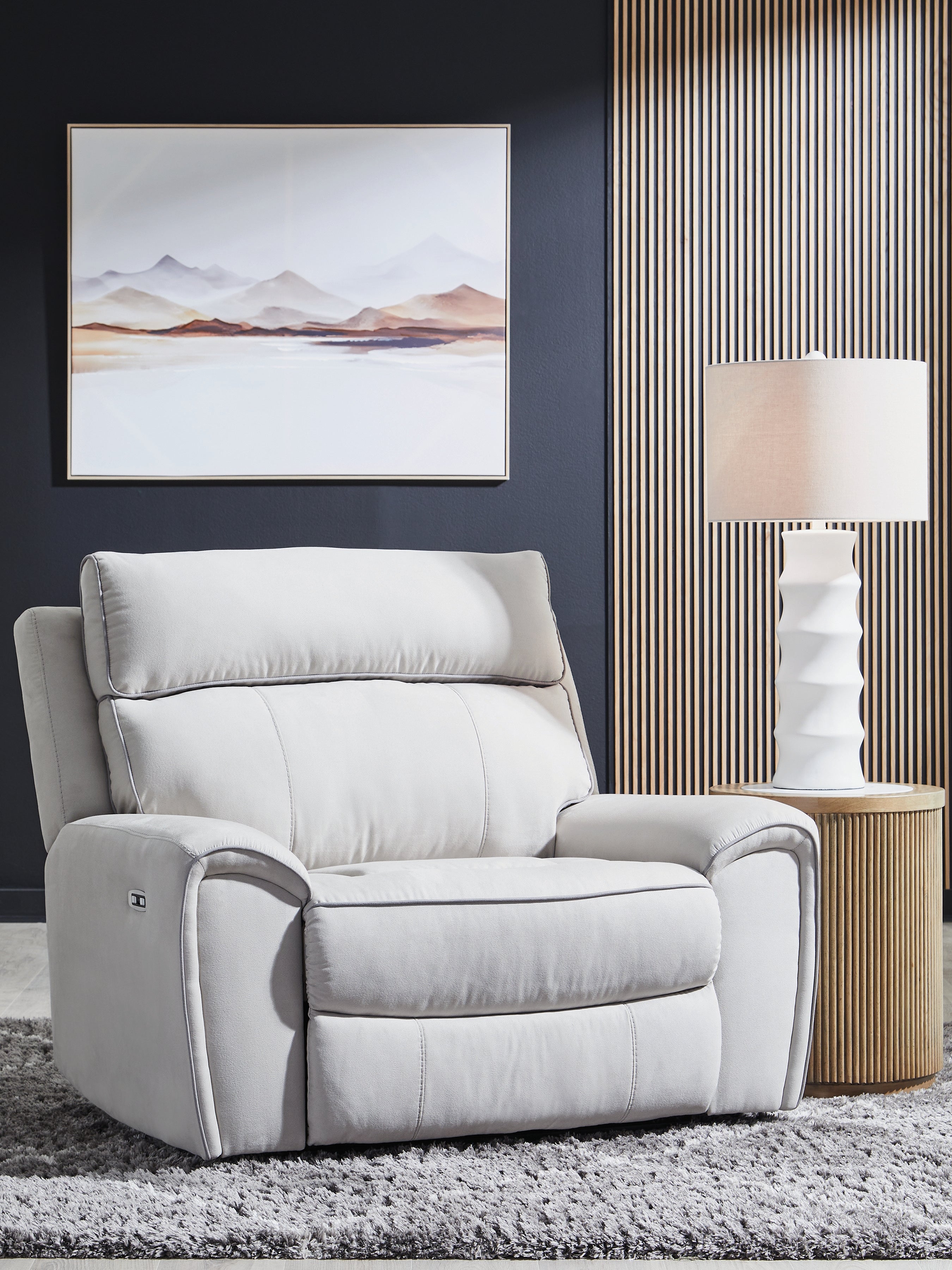 Ashley Social Pointe Pearl/Ash Power Recliner – Luna Furniture