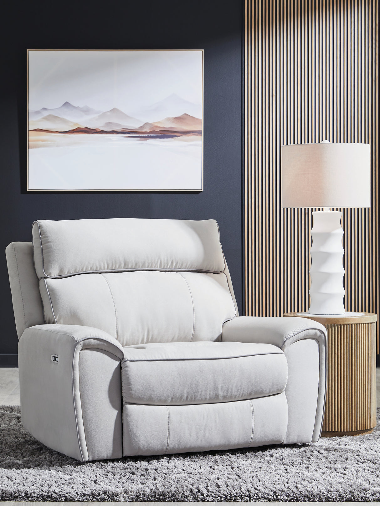 Social Pointe Pearl/Ash Power Recliner from Ashley Furniture - Luna Furniture
