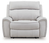 Social Pointe Pearl/Ash Power Recliner from Ashley Furniture - Luna Furniture