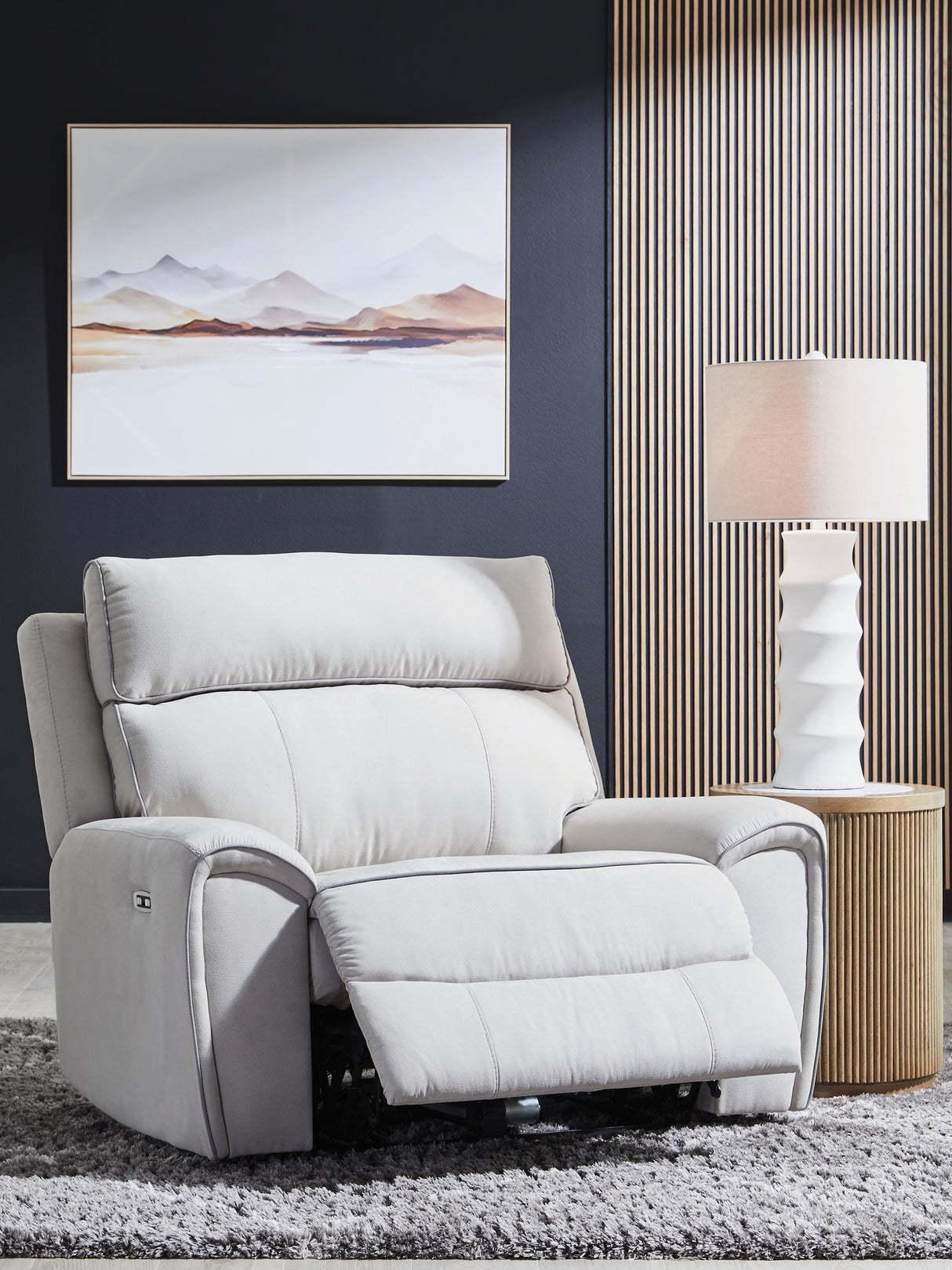 Social Pointe Pearl/Ash Power Recliner from Ashley Furniture - Luna Furniture