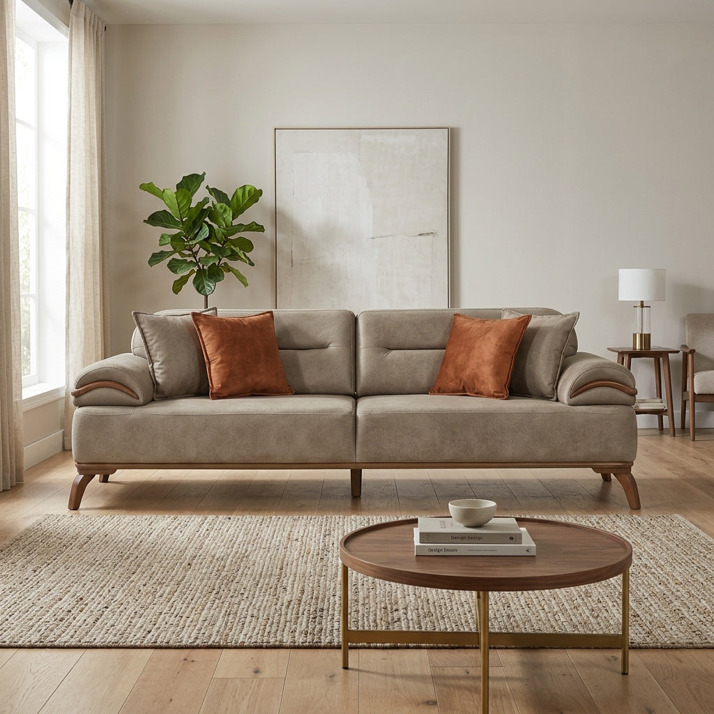 Mia 4-pieces (2 Sofa & 2 Chair) Livingroom Set in Beige from Furnia - Luna Furniture