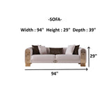 Monaco Stationary Sofa in Cream from Furnia - Luna Furniture