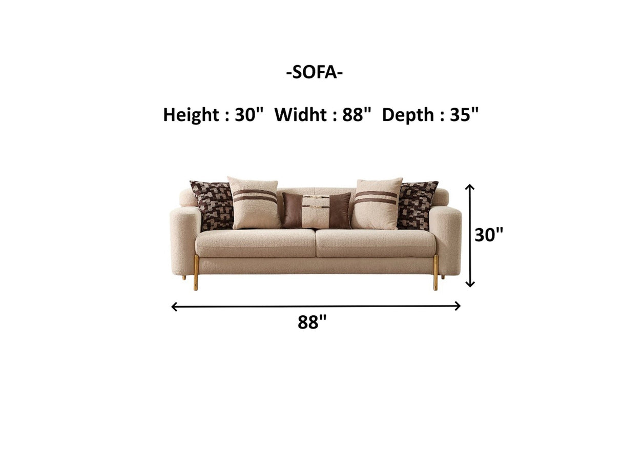 Shelby 4-pieces (2 Sofa & 2 Chair) Livingroom Set in Beige from Furnia - Luna Furniture