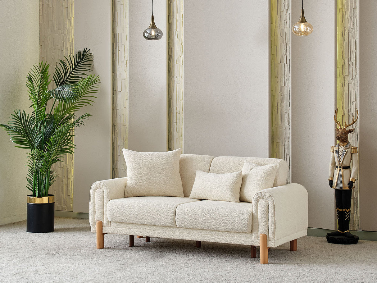 Soho 3-pieces (Sofa & Loveseat & Chair) Livingroom Set in Cream from Furnia - Luna Furniture