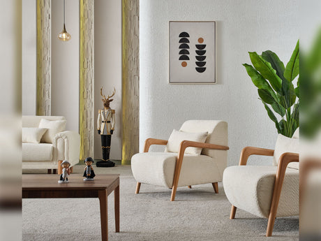 Soho 3-pieces (Sofa & Loveseat & Chair) Livingroom Set in Cream from Furnia - Luna Furniture