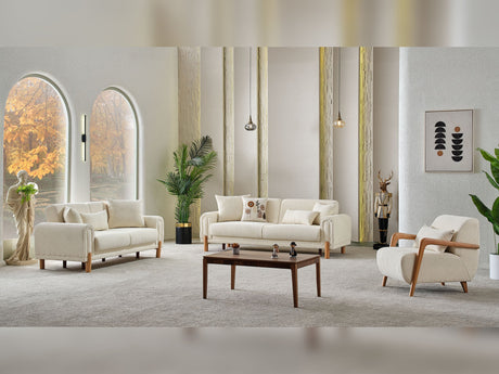 Soho 3-pieces (Sofa & Loveseat & Chair) Livingroom Set in Cream from Furnia - Luna Furniture
