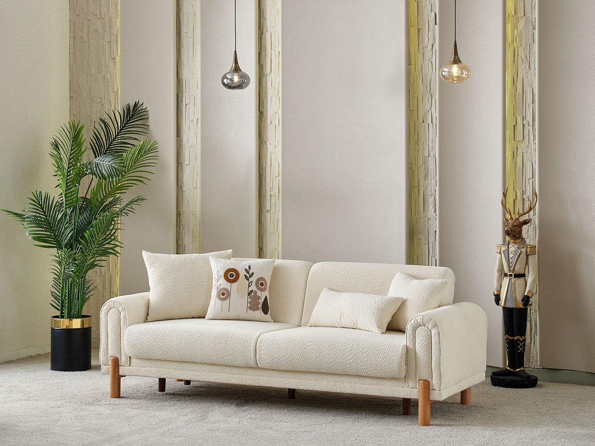 Soho 3-pieces (Sofa & Loveseat & Chair) Livingroom Set in Cream from Furnia - Luna Furniture