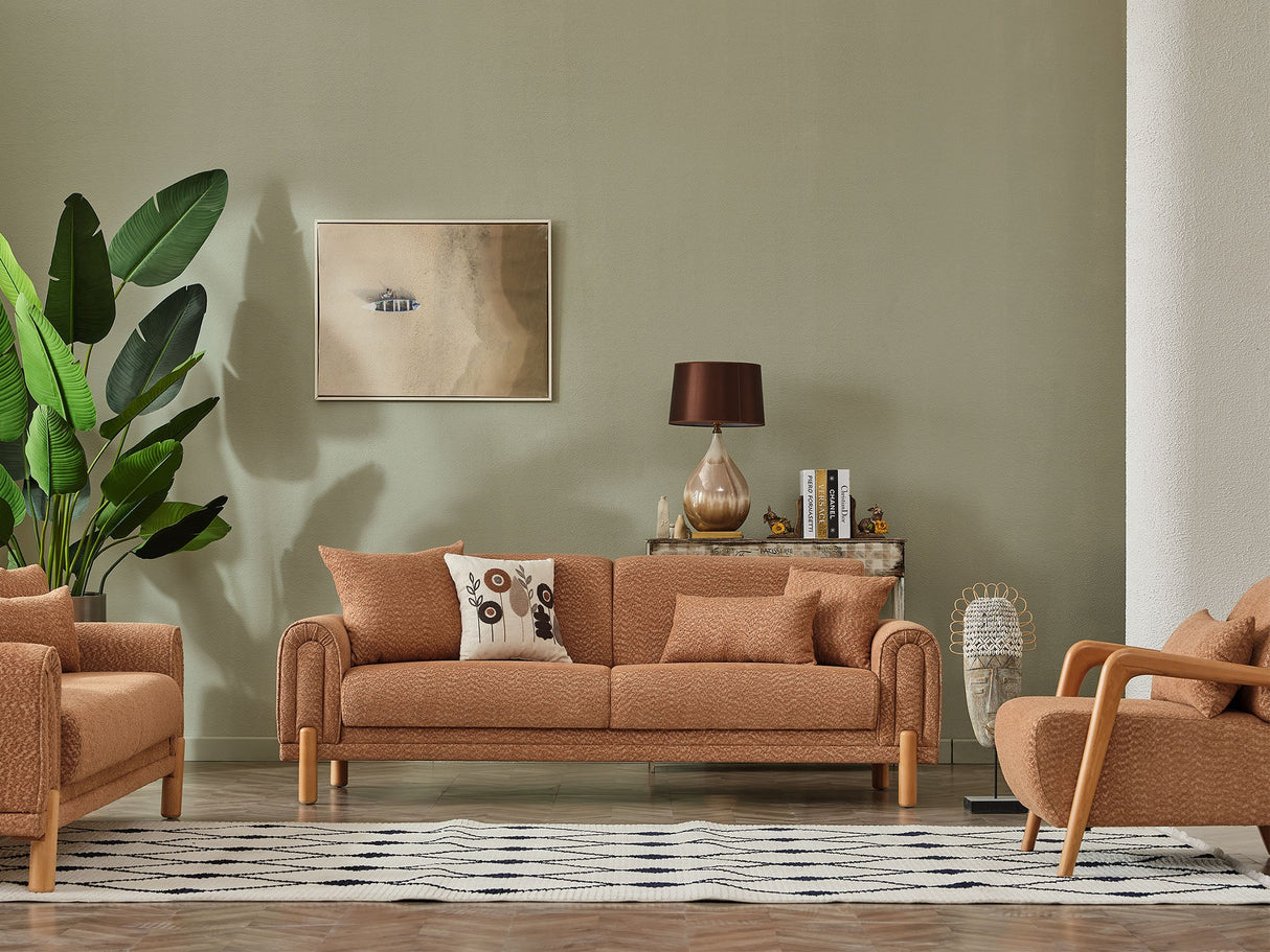 Soho 3-pieces (Sofa & Loveseat & Chair) Livingroom Set in Somon from Furnia - Luna Furniture