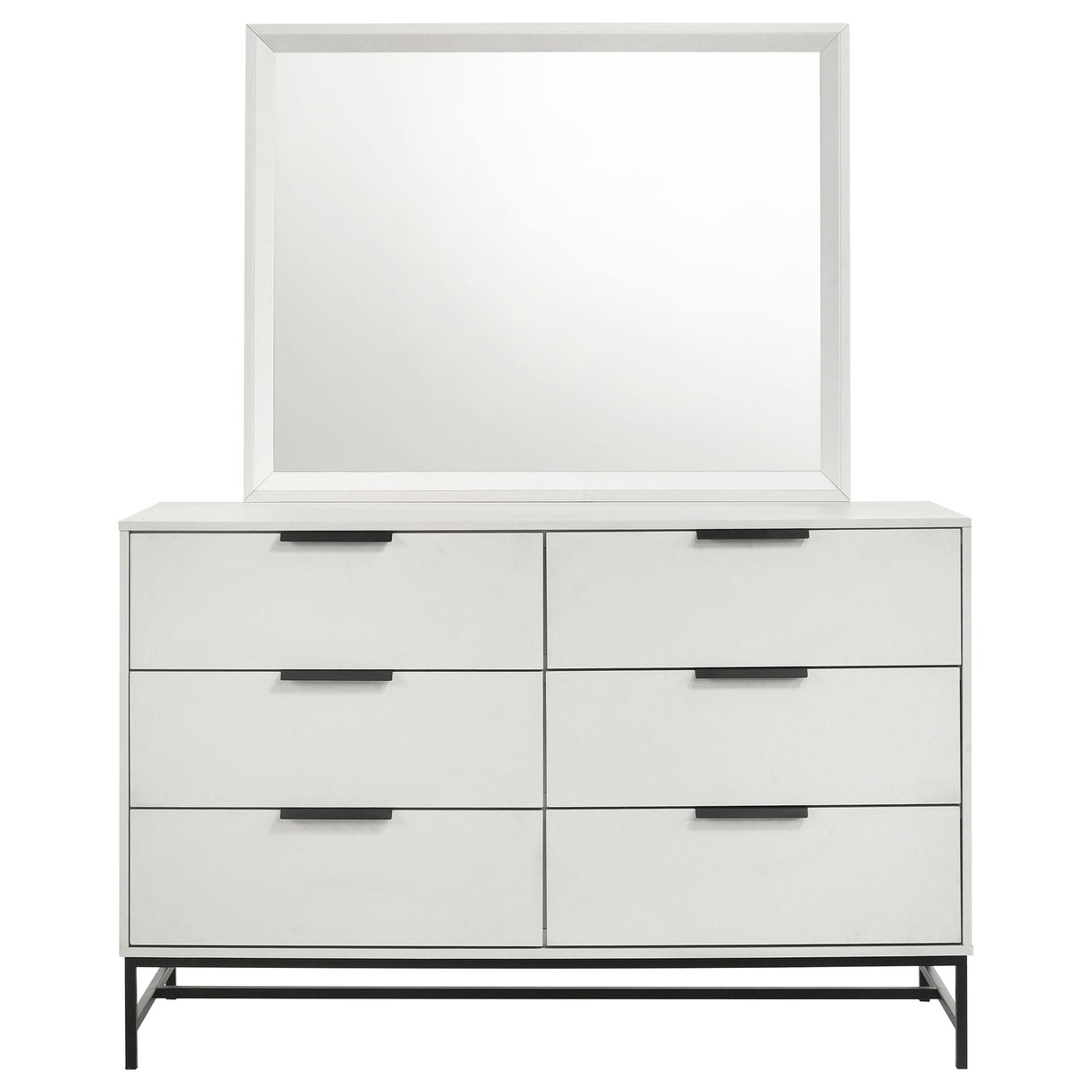 Sonora White 6-Drawer Dresser with Mirror from Coaster - Luna Furniture