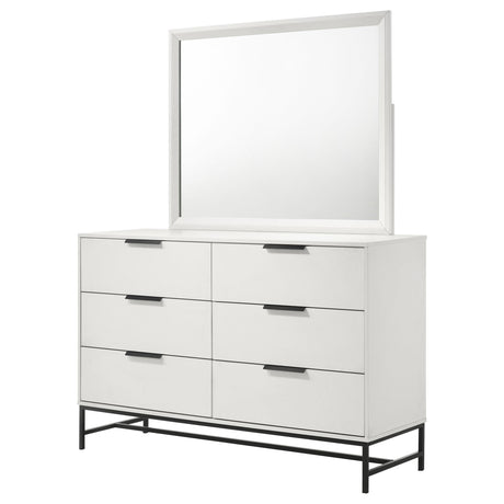 Sonora White 6-Drawer Dresser with Mirror from Coaster - Luna Furniture