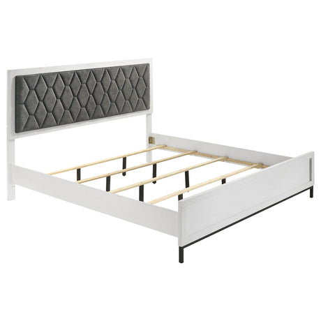 Sonora White California King Upholstered Panel Bed from Coaster - Luna Furniture