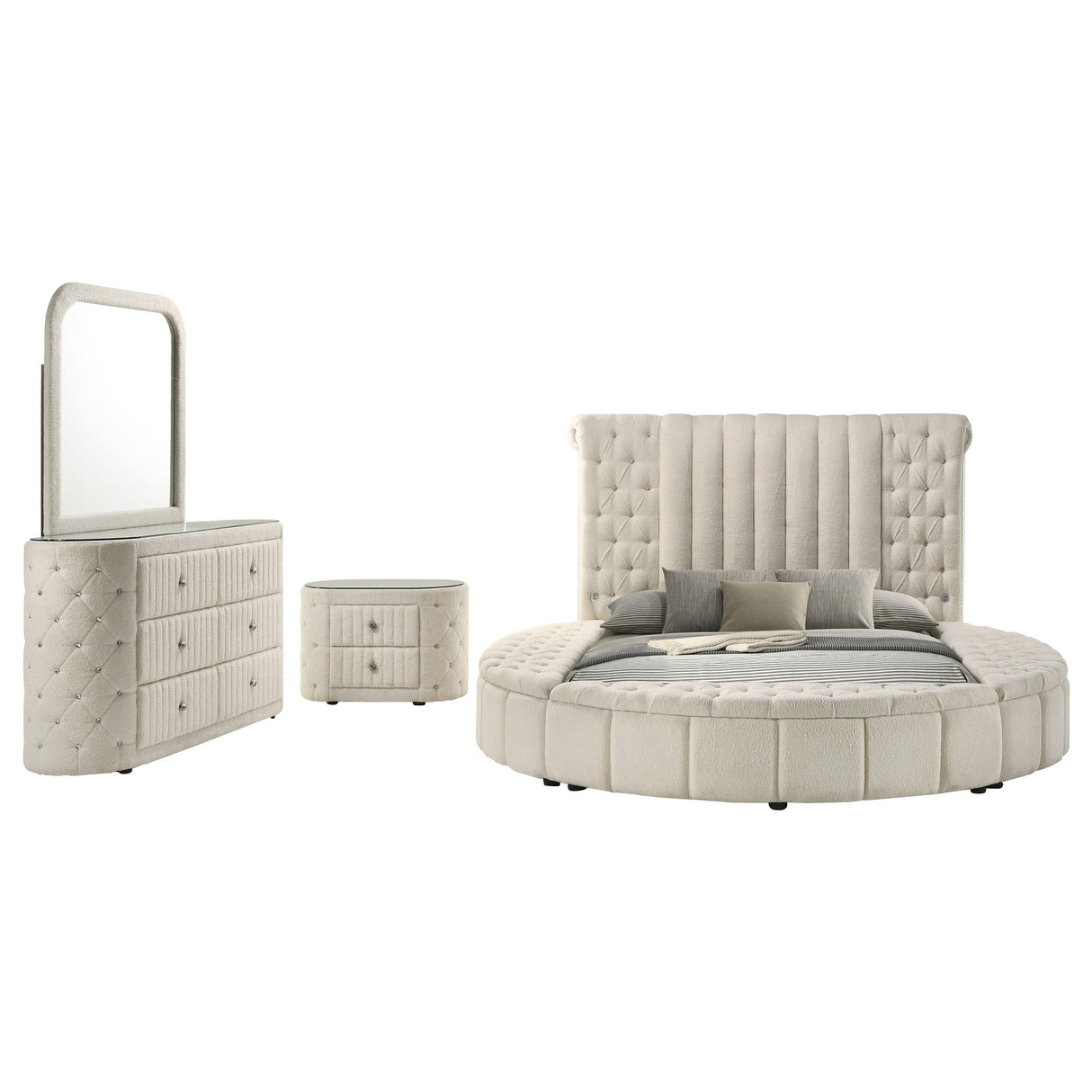 Sonya Ivory 4-Piece Upholstered Eastern King Bedroom Set from Coaster - Luna Furniture