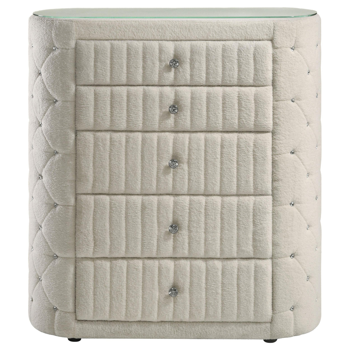 Sonya Ivory 5-Drawer Upholstered Bedroom Chest of Drawers from Coaster - Luna Furniture