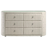 Sonya Ivory 6-Drawer Upholstered Bedroom Dresser from Coaster - Luna Furniture