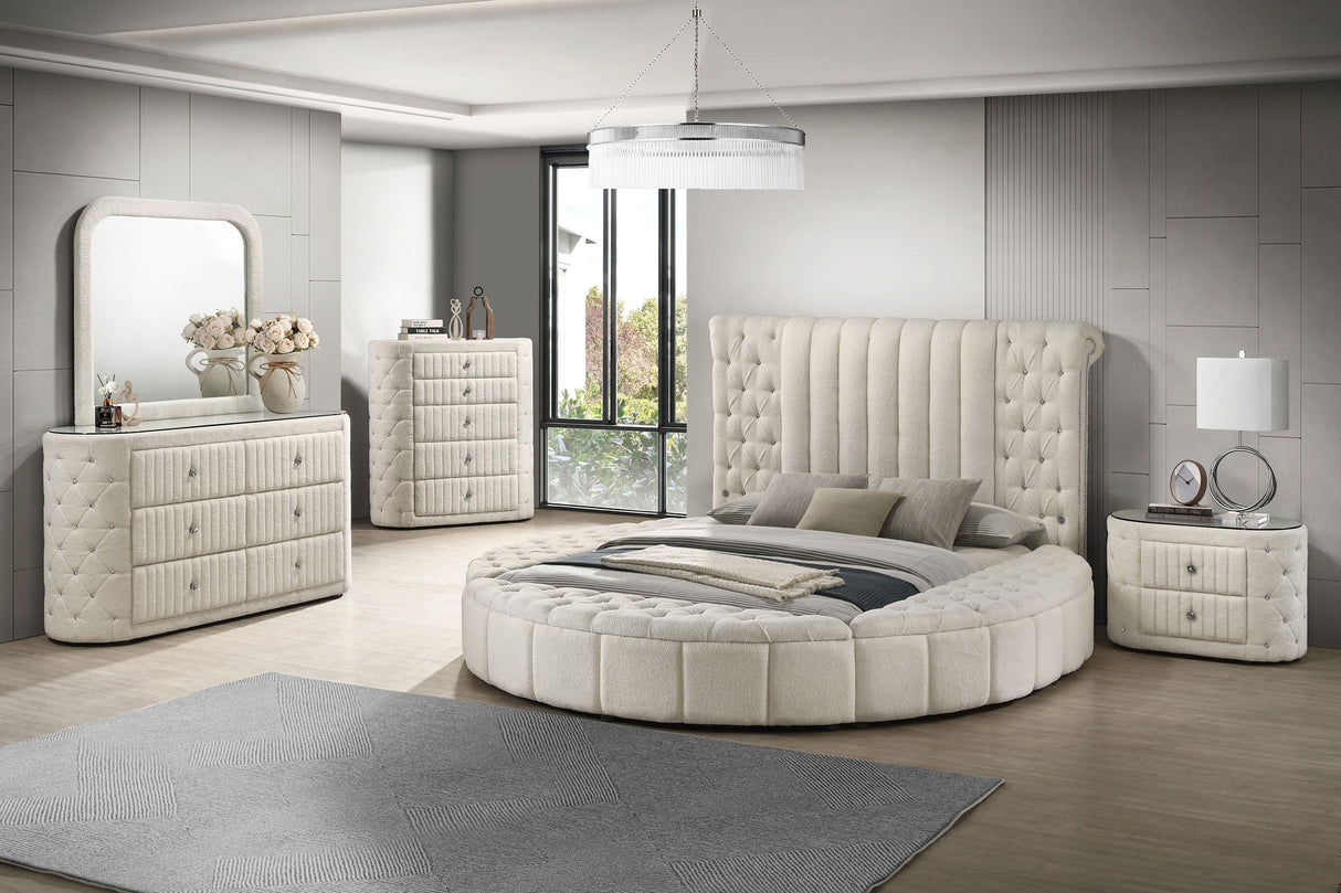 Sonya Ivory 6-Drawer Upholstered Bedroom Dresser – Luna Furniture