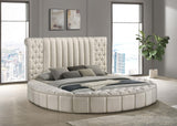 Sonya Ivory Upholstered Eastern King Round Storage Bed from Coaster - Luna Furniture