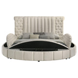 Sonya Ivory Upholstered Eastern King Round Storage Bed from Coaster - Luna Furniture