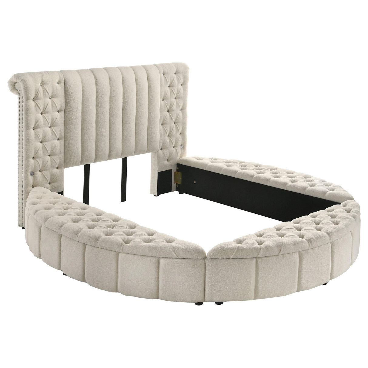 Sonya Ivory Upholstered Queen Round Storage Bed from Coaster - Luna Furniture