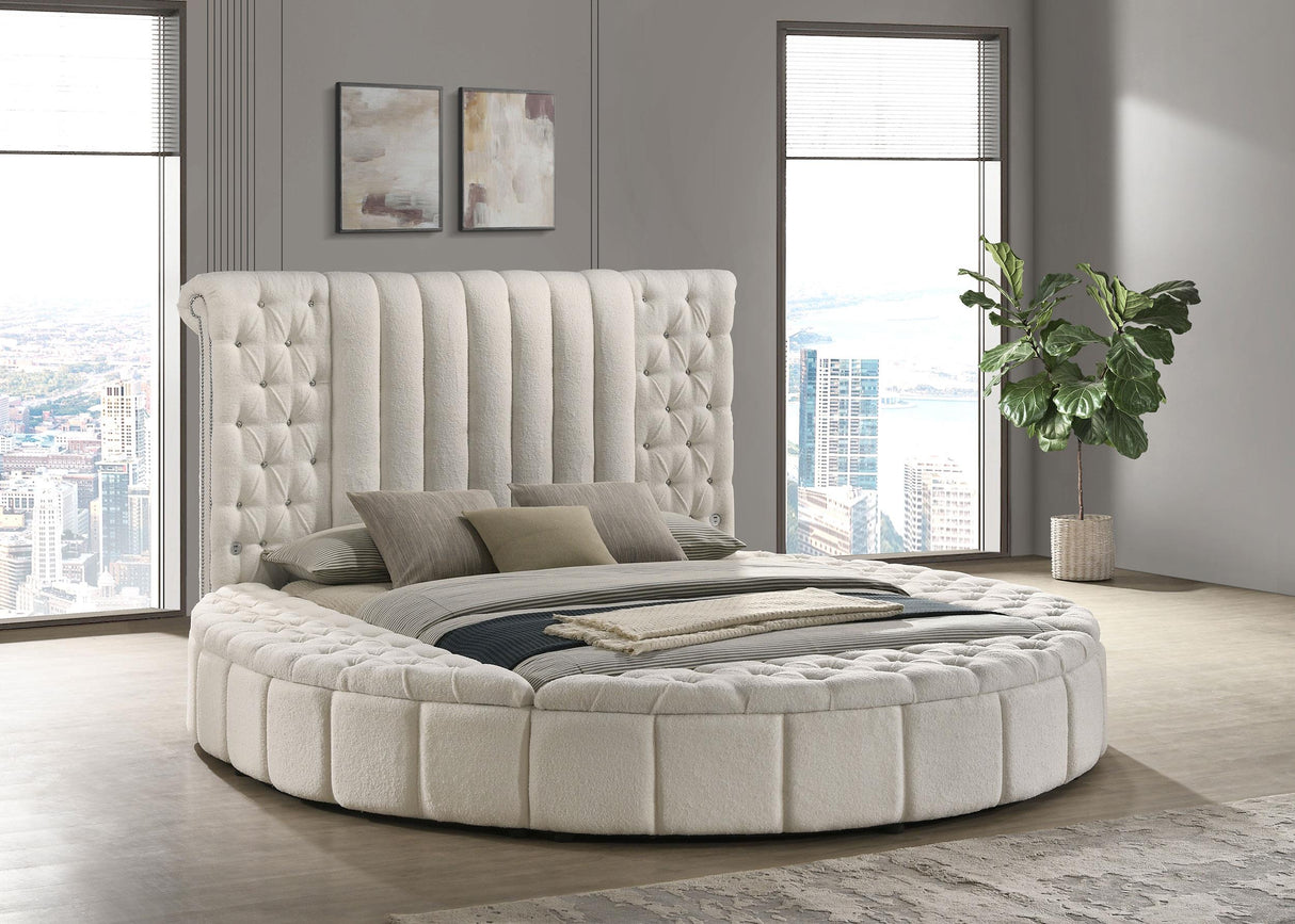 Sonya Ivory Upholstered Queen Round Storage Bed from Coaster - Luna Furniture