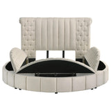 Sonya Ivory Upholstered Queen Round Storage Bed from Coaster - Luna Furniture