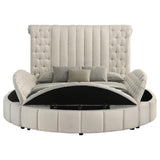 Sonya Ivory Upholstered Queen Round Storage Bed from Coaster - Luna Furniture