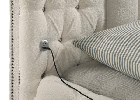 Sonya Ivory Upholstered Queen Round Storage Bed from Coaster - Luna Furniture