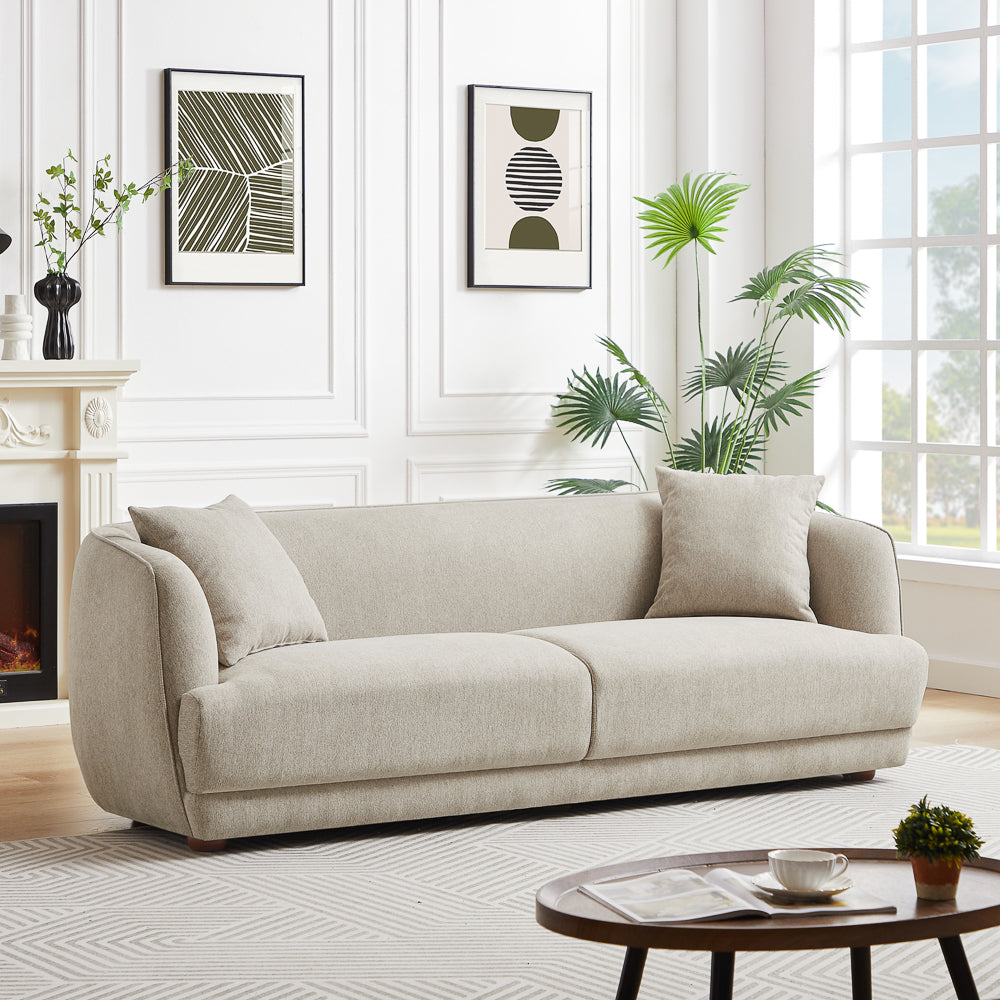 Stanmer Living Room Luxury Fabric Linen Couch in Cream from Ashcroft Furniture - Luna Furniture