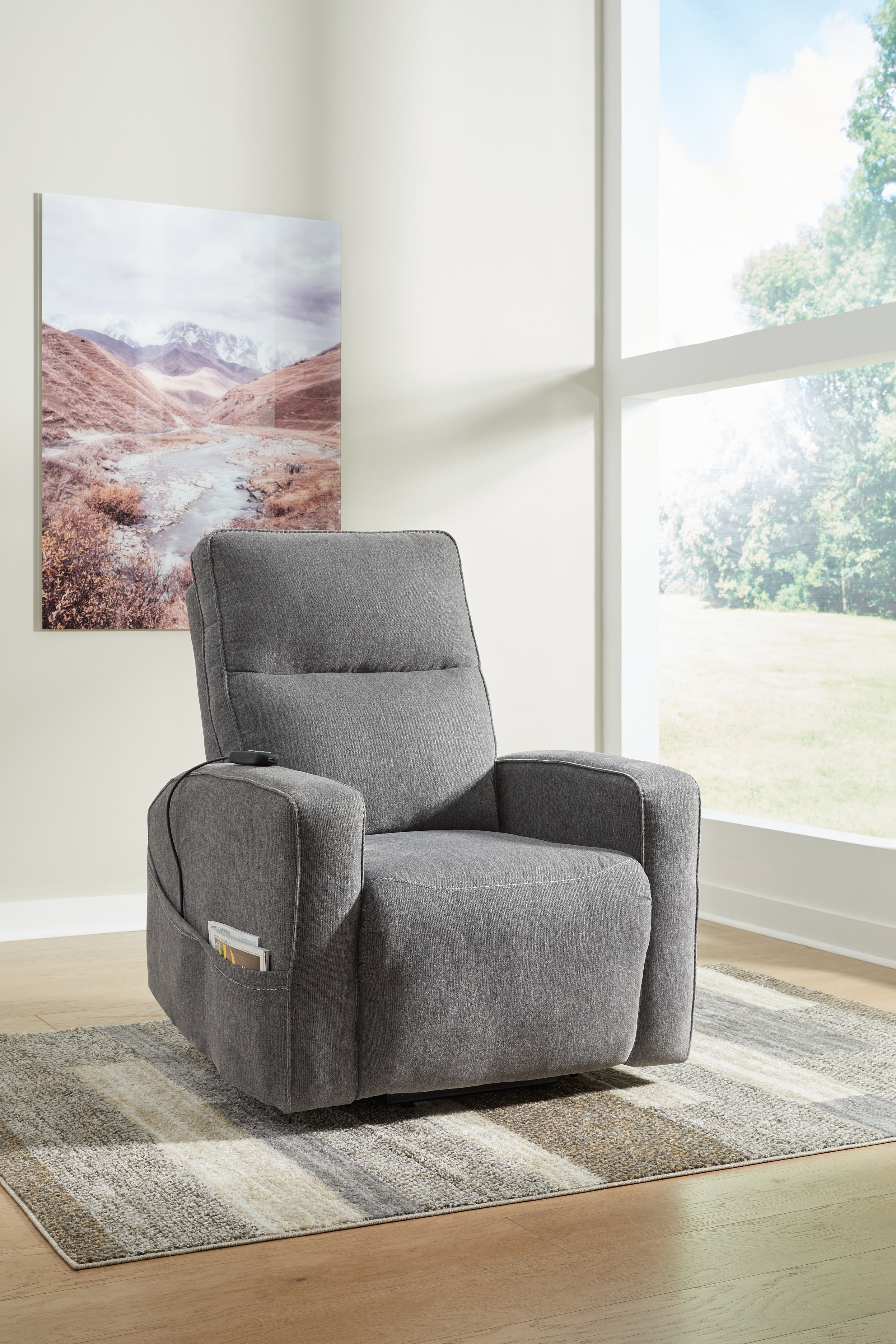 Ashley Starganza Gray Power Lift Recliner - Luna Furniture