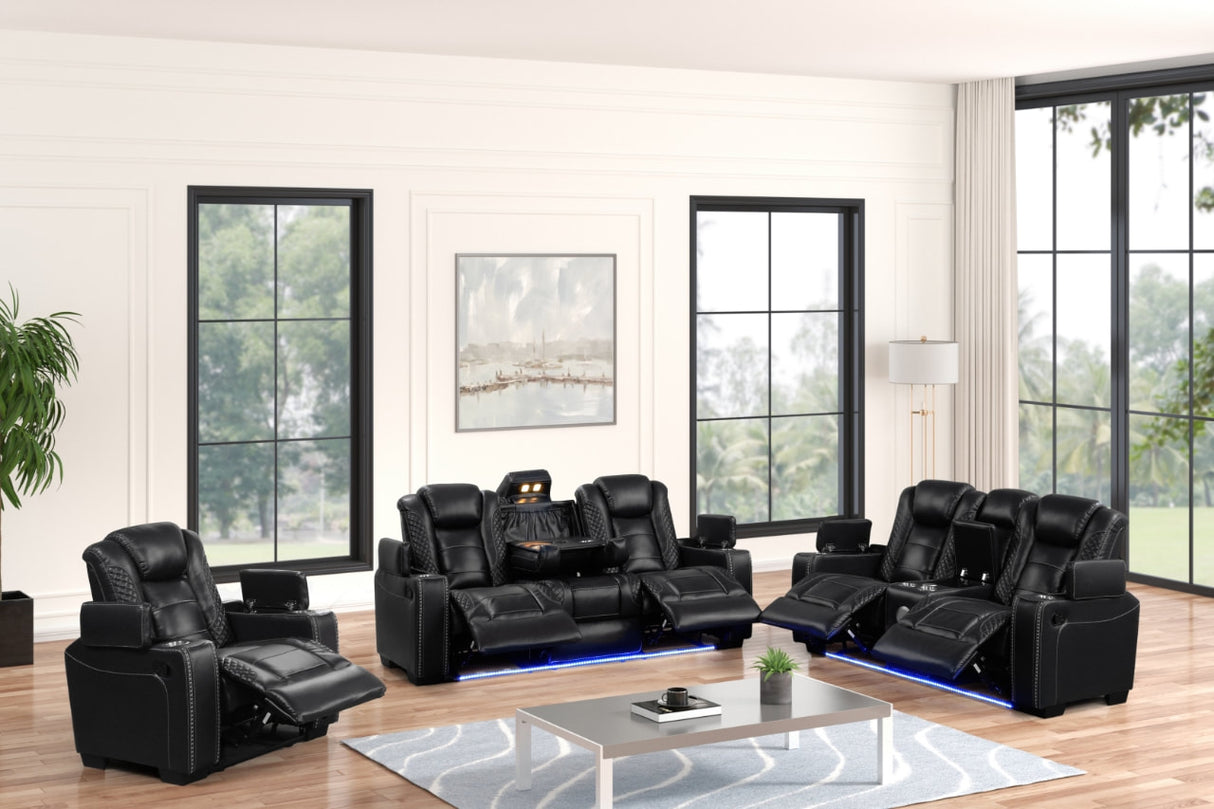 Stefano Black 3-Piece Reclining Living Room Set from Happy Homes - Luna Furniture