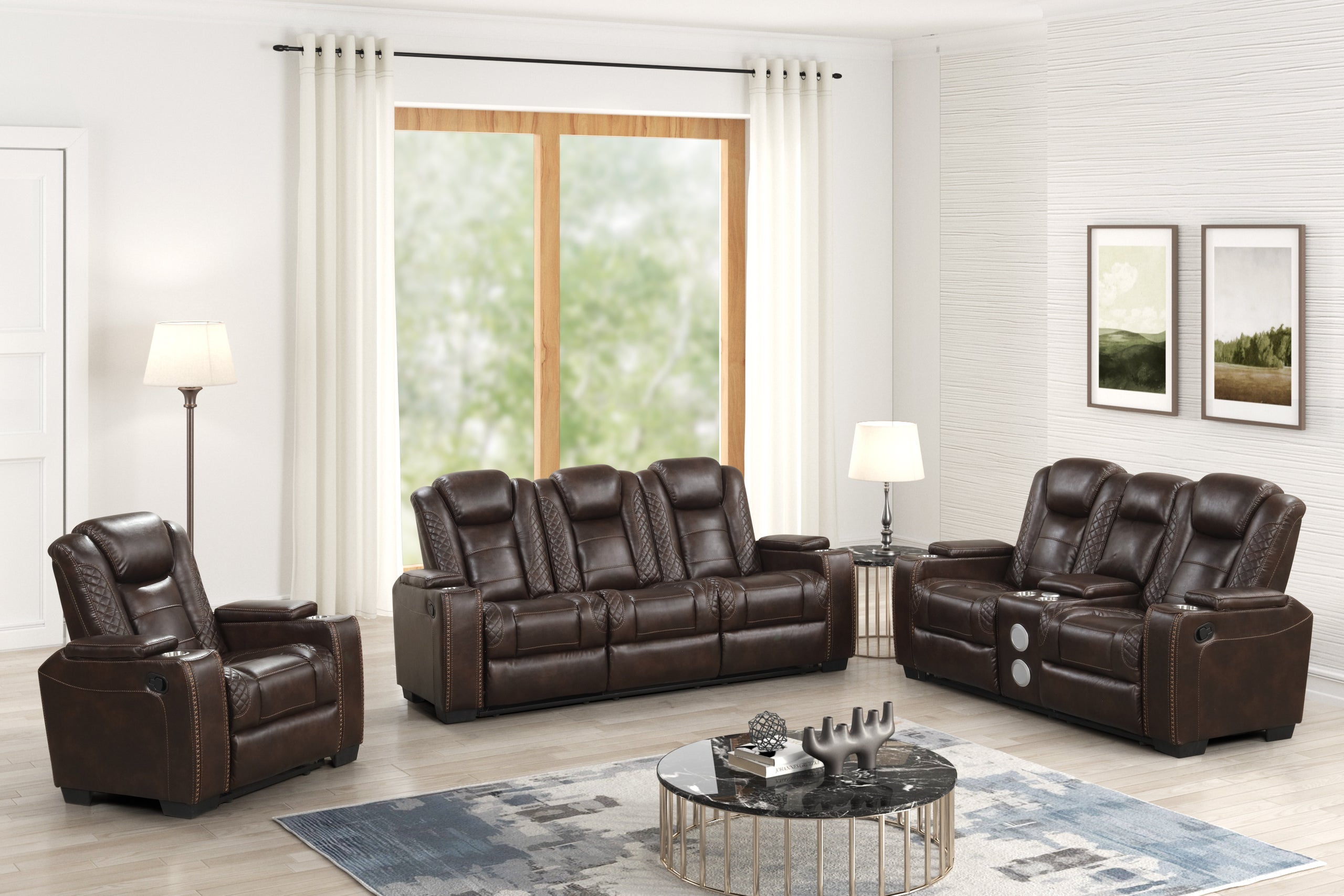 Stefano Chocolate 3-Piece Reclining Living Room Set – Luna Furniture
