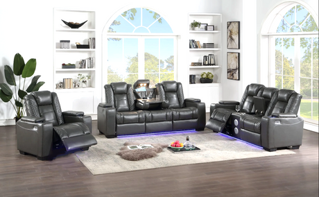Stefano Gray 3-Piece Reclining Living Room Set from Happy Homes - Luna Furniture
